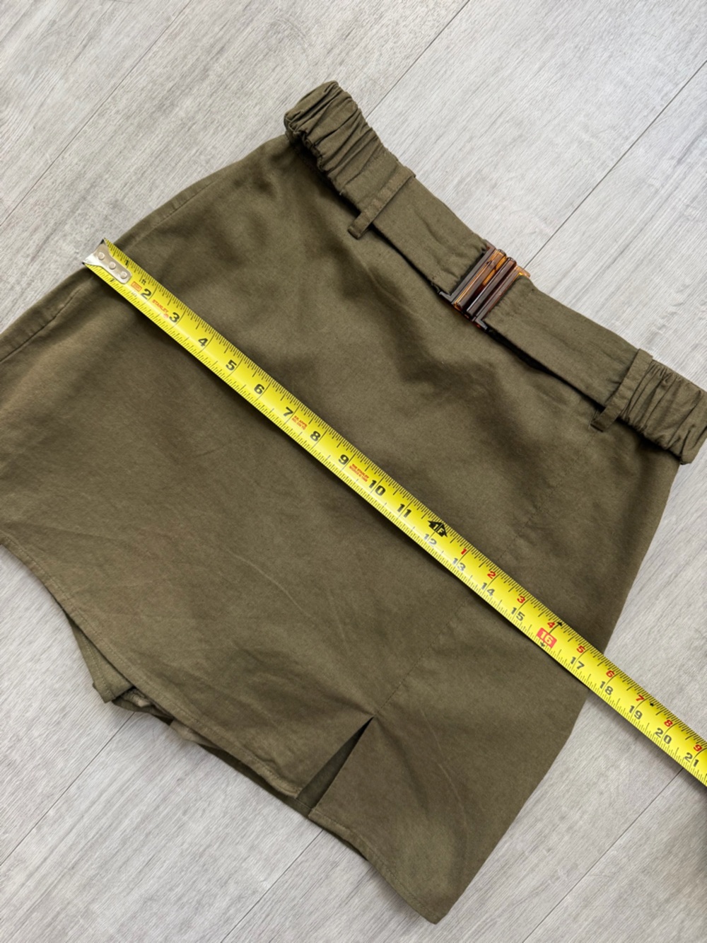Zara Khaki Linen Blend Belted Skort High Waisted Size S - Picture 7 of 10